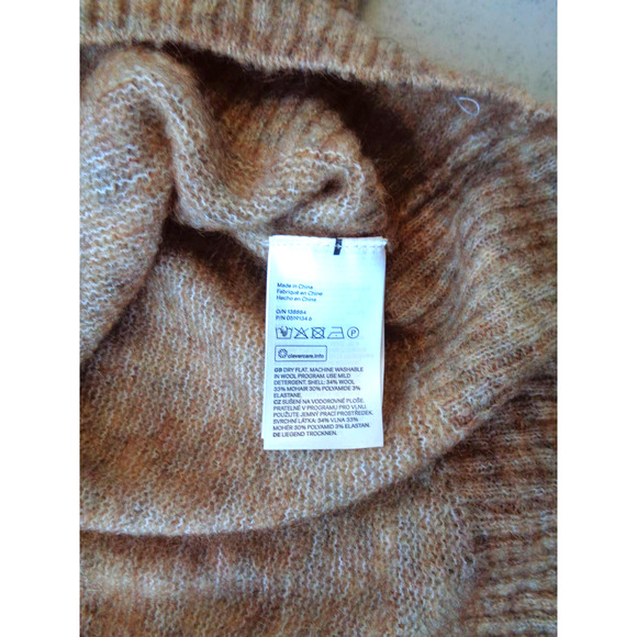 H&M Beige Wool Mohair blend Mélange Oversized Turtleneck Sweater. M NWT - Picture 5 of 6